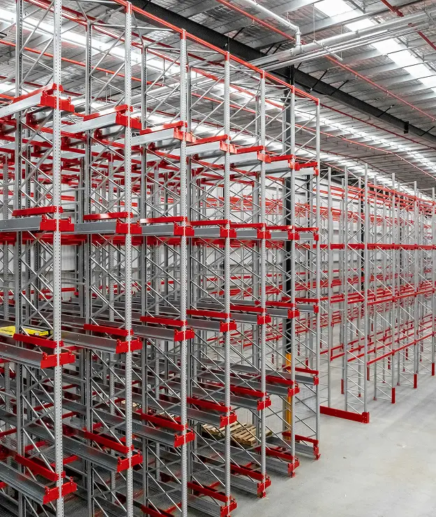 Automated pallet shuttle racking system for deep-lane high-density storage